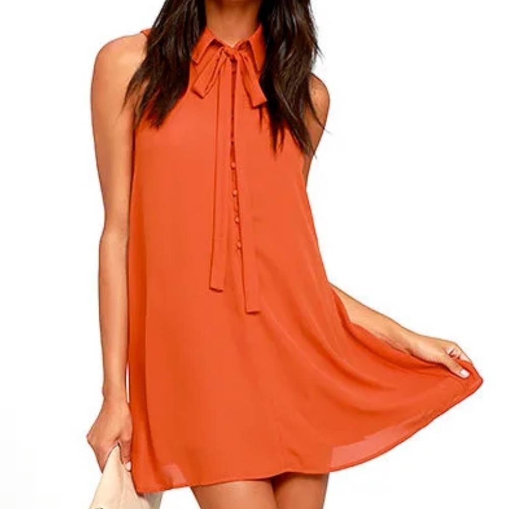 J.O.A. Los Angeles Tambourine Dream Rust Orange Swing Trapeze Dress